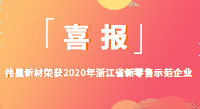 壹号平台官网新材荣获2020年“浙江省新零售示范企业”称号